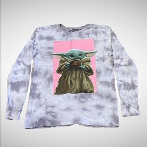 Star Wars Mandalorian The Child Baby Yoda Tie-Dyed Tee T-Shirt Size Medium VGC